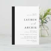 Modern Classic Black & White Wedding Einladung (Stehend Vorderseite)