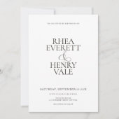 Modern Classic Black & White Wedding  Einladung (Vorderseite)