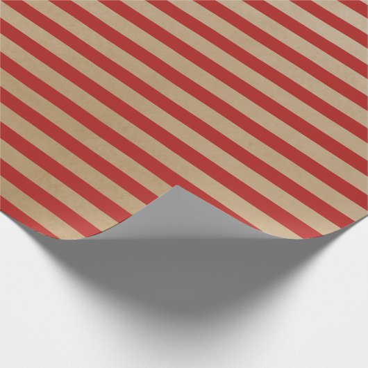 Modern Classic Bold Red Kraft Stripes Geschenkpapier (Ecke)