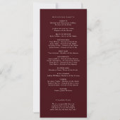 Modern Classic Burgundy Wedding Ceremony Program (Rückseite)