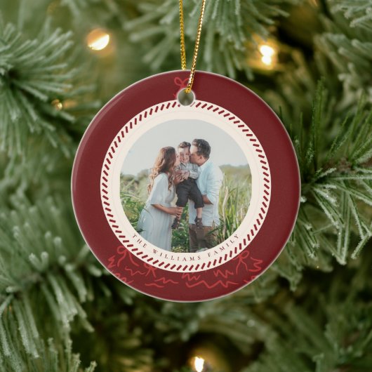 Modern Classic Christmas Photo Elegant  Keramik Ornament (Baum)