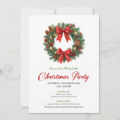 Modern Classic Christmas Wreath Party Invitation Einladung (Vorderseite)