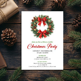 Modern Classic Christmas Wreath Party Invitation Einladung