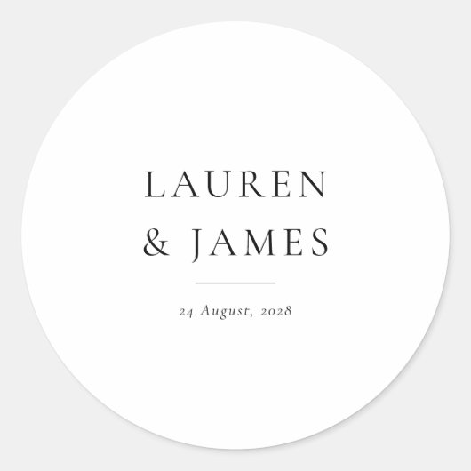 Modern Classic Couple Wedding Favor Sticker (Vorderseite)