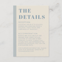Modern Classic Details Blue Striped Wedding  Begleitkarte