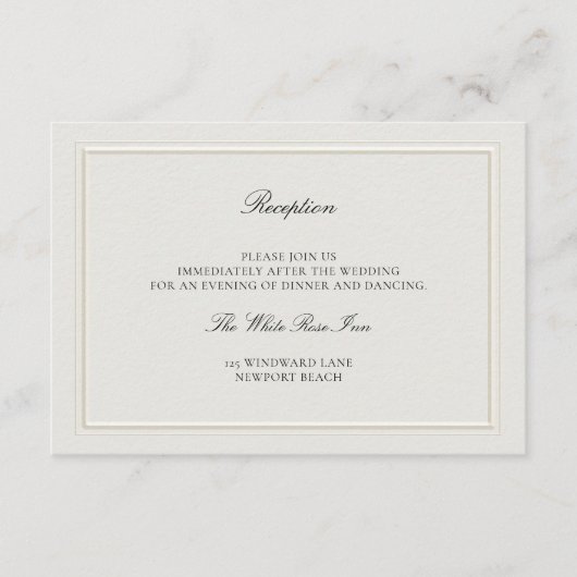 Modern Classic Elevated Ecru Wedding Reception Begleitkarte (Vorderseite)