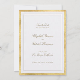 Modern Classic Elevated Gold Pearl Formal Wedding Save The Date