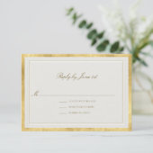 Modern Classic Elevated Golden Ecru Formal Wedding RSVP Karte (Stehend Vorderseite)