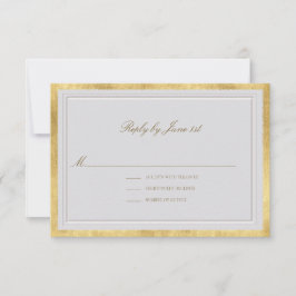 Modern Classic Elevated Ivory Gold Formal Wedding RSVP Karte