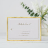 Modern Classic Elevated Ivory Gold Formal Wedding RSVP Karte (Stehend Vorderseite)