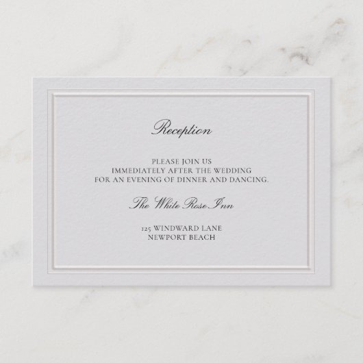 Modern Classic Elevated Ivory Wedding Reception Begleitkarte (Vorderseite)