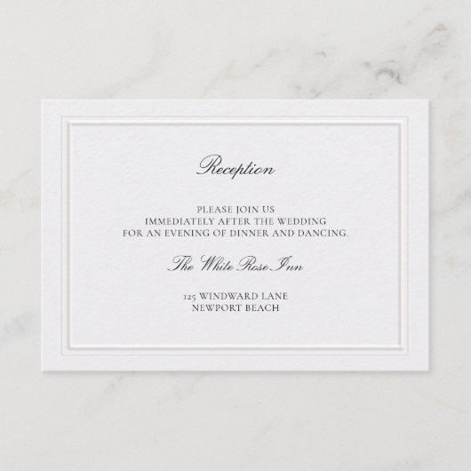Modern Classic Elevated Pearl Wedding Reception Begleitkarte (Vorderseite)