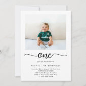 Modern Classic First Birthday Photo Invitation Einladung (Vorderseite)