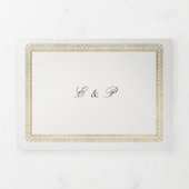 Modern Classic Formal Golden Lys Ivory Wedding Dreifach Gefaltete Einladung (Cover)