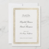 Modern Classic Formal Golden Lys Ivory Wedding Save The Date (Vorderseite)