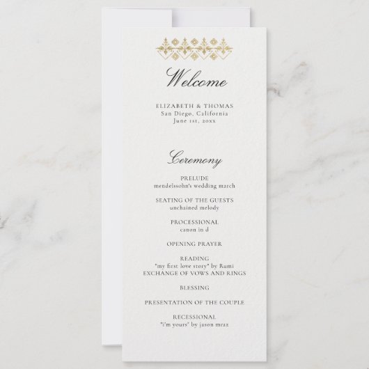 Modern Classic Formal Golden Lys Wedding Program (Vorderseite)