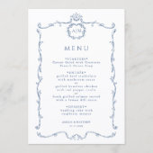 Modern Classic French Frame Wedding Dusty Blue Menükarte (Vorderseite)