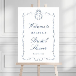 Modern Classic French Frame Wedding Dusty Blue Poster