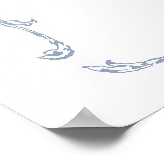 Modern Classic French Frame Wedding Dusty Blue Poster (Ecke)