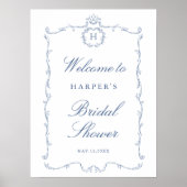 Modern Classic French Frame Wedding Dusty Blue Poster (Vorne)