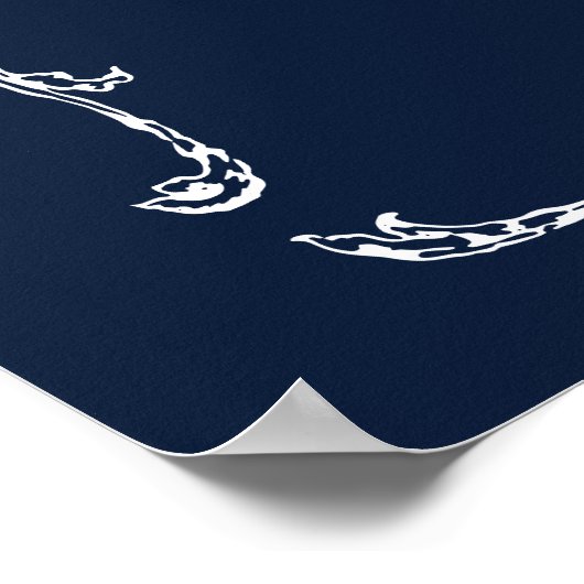 Modern Classic French Frame Wedding Navy Blue Poster (Ecke)