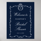 Modern Classic French Frame Wedding Navy Blue Poster (Vorne)