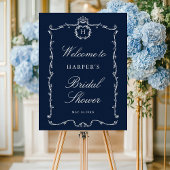 Modern Classic French Frame Wedding Navy Blue Poster