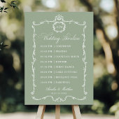 Modern Classic French Sage Green Wedding Timeline Poster