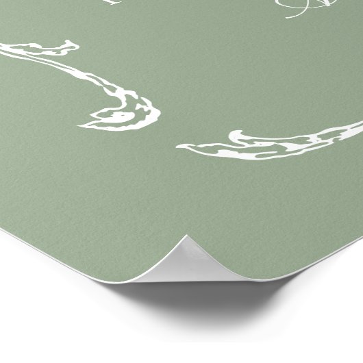 Modern Classic French Sage Green Wedding Timeline Poster (Ecke)