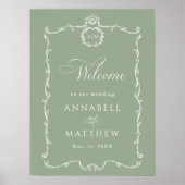Modern Classic French Sage Green Wedding Welcome Poster (Vorne)