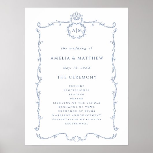 Modern Classic French Wedding Ceremony Program  Poster (Vorne)