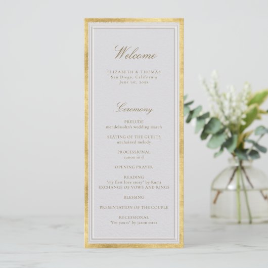Modern Classic Gold Ivory Formal Wedding Program (Stehend Vorderseite)
