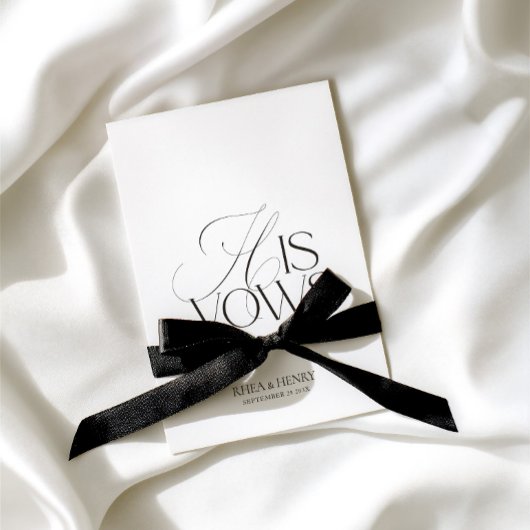 Modern Classic His Vows Wedding  Karte