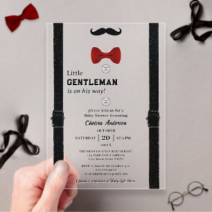 Modern Classic Little Gentleman Süße Babyparty Acryleinladungen