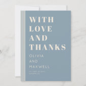 Modern Classic Love and Thanks Blue Striped Dankeskarte (Vorderseite)