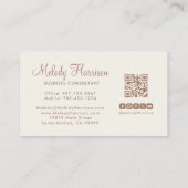 Modern Classic Minimalist Elegant Mocha QR Code Visitenkarte (Rückseite)