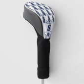 Modern Classic Monogramm Muster Golfbag Navy Blau Golf Headcover (angewinkelt)