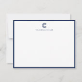Modern Classic Navy Blue Border Custom Stationery Mitteilungskarte (Vorderseite)
