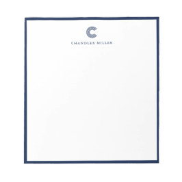 Modern Classic Navy Blue Border Custom Stationery Notizblock