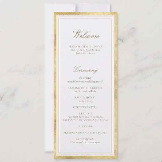 Modern Classic Pearl Gold Formal Wedding Program (Vorderseite)