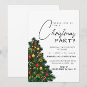 Modern Classic Pine Tree & Ornaments Holiday Einladung (Vorne/Hinten)