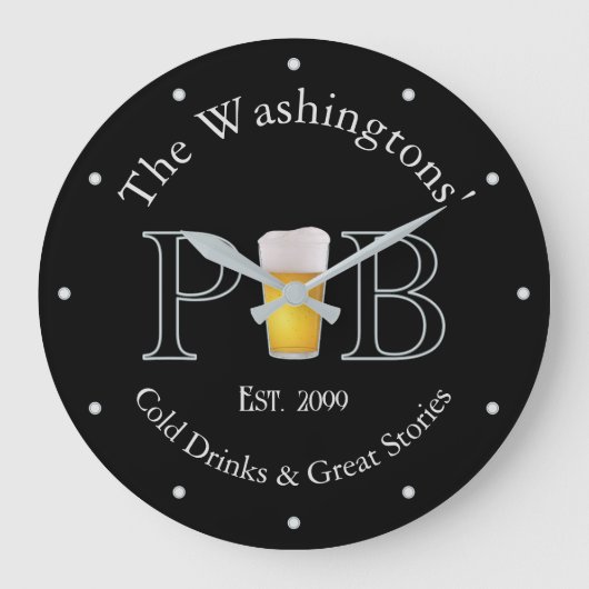 Modern Classic Pub Lg. Wall Clock Große Wanduhr (Vorderseite)
