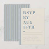 Modern Classic RSVP Blue Striped Wedding  Begleitkarte (Vorne/Hinten)