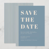 Modern Classic Save The Date Blue Striped Wedding  Einladung (Vorne/Hinten)