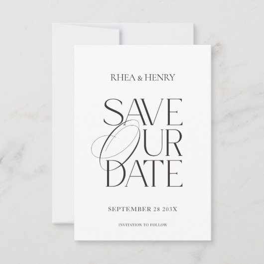 Modern Classic Save the Date Wedding Card (Vorderseite)