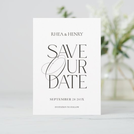 Modern Classic Save the Date Wedding Card (Stehend Vorderseite)