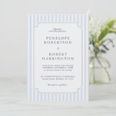 Modern Classic Stripes Dusty Blue QR Code Wedding Einladung (Stehend Vorderseite)