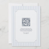 Modern Classic Stripes Dusty Blue QR Code Wedding Einladung (Rückseite)