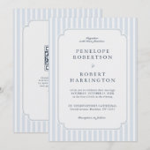 Modern Classic Stripes Dusty Blue QR Code Wedding Einladung (Vorne/Hinten)