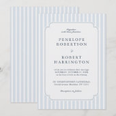 Modern Classic Stripes Dusty Blue Vintage Wedding Einladung (Vorne/Hinten)